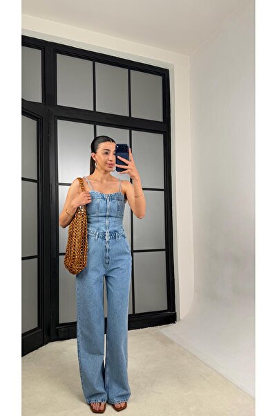 GAUS CO Mavi Ayarlanabilir Askılı Denim Tulum GAUS-01521