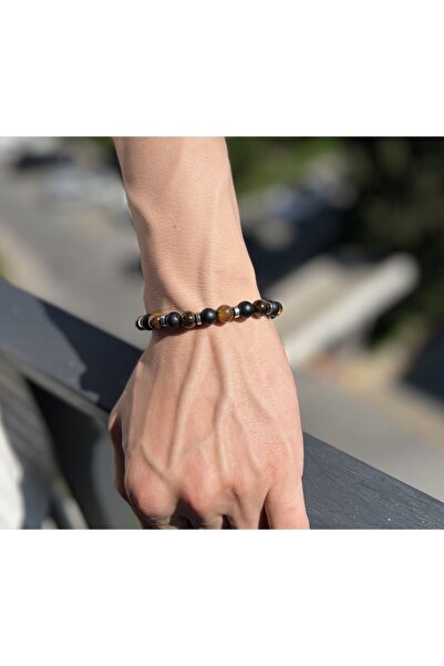 LADIN DOGALTAŞ Tiger's Eye Matte Onyx Natural Stone Bracelet