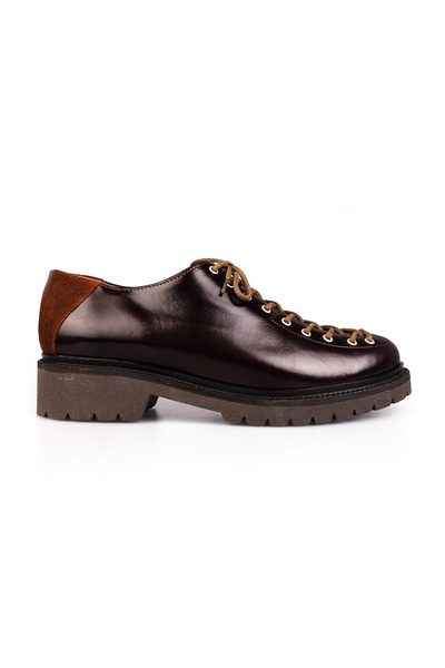 UrbanShoes Pantofi casual dama cu siret pana in varf Leofex- 561 Visiniu
