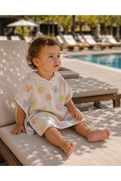 Caramell Quick-Drying Muslin Poncho Pool&Beach 1-2 Years Old 100% Cotton