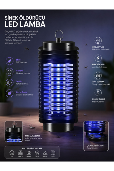 HMO Store UV LED Teknolojili Sinek Öldürücü (İTHALATÇI GARANTİLİ) Sessiz Çalı...