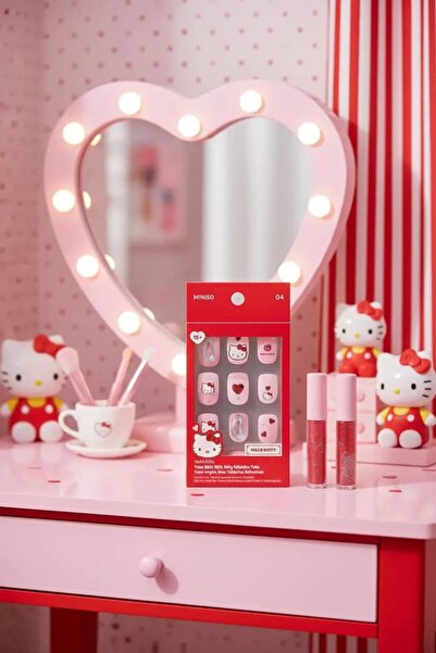 Miniso Lisanslı Jel Yapışkanlı Takma Tırnak – Pembe Şık Tasarım Model 04