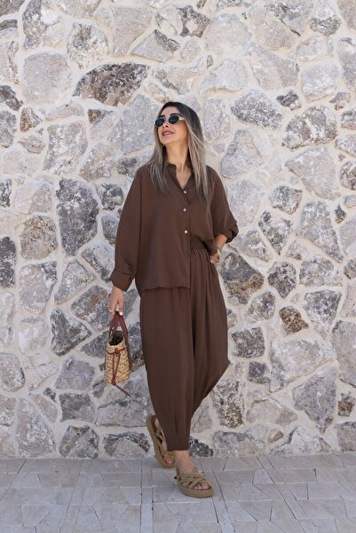 bytugcekaya Brown Shirt Shalwar Suit