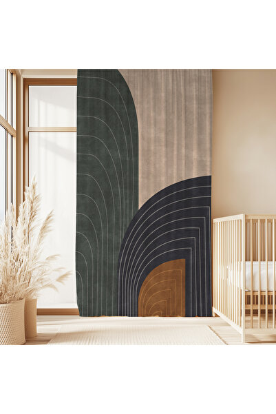 Hanna Home Lüks Bej Kahverengi 45 Geometrik Desenli Kadife Görünümlü Salon Fo...
