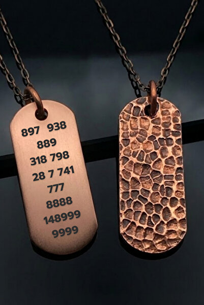 OSMANLI GÜMÜŞ Women's Men's Copper Necklace with Number Sequence Soldier Tag ...