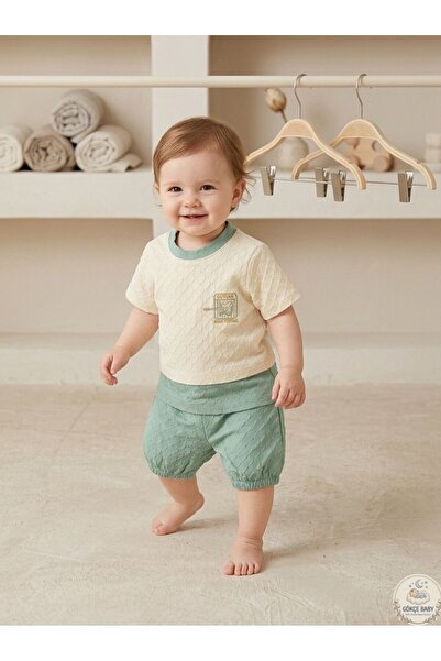 Gökçe Baby Baby Boy Patterned Shorts Set Summer Cotton Two-Piece Set 9-12-18-...