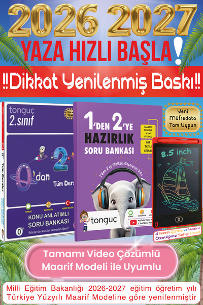 Tonguç Yayınları 1'den 2'ye Hazırlık Tüm Dersler Soru Bankası Yaz Tatili Kita...