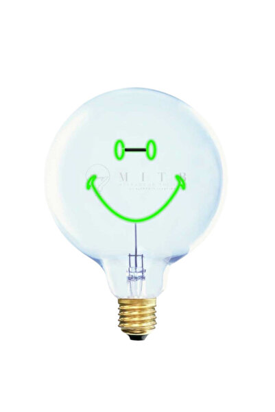 MITB SMILEY LED Glass Bulb Clear Green Decorative Light 70×110mm