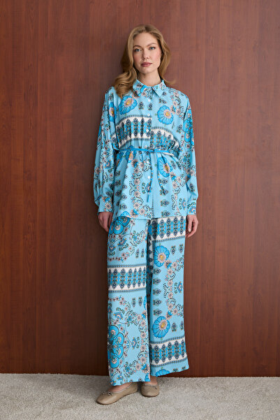 Melike Tatar Patterned Shirt Suit 32-2781