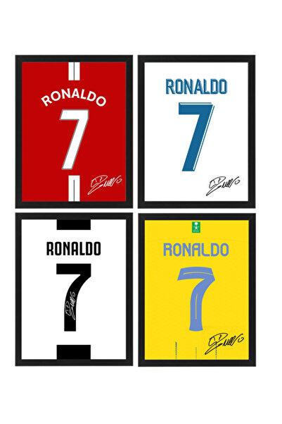 Boomah Accessories Set of 4, Cristiano Ronaldo Autographed Club Jerseys Colle...