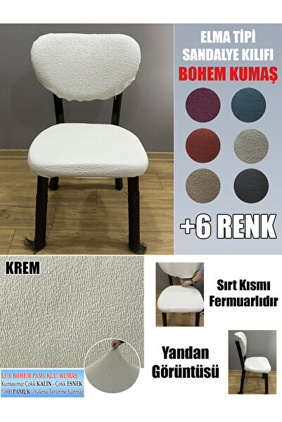 İLYEVTEKSTİLİ ELMA TİPİ SANDALYE KILIFI LÜX BOHEM KUMAŞ ÇOK KALIN %100 PAMUK,...