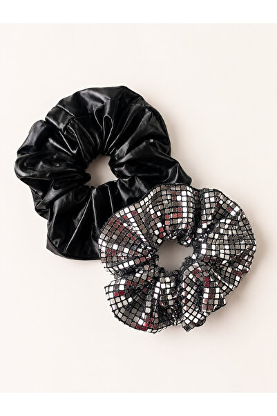 Melff Women's Elastic Set of 2 Colorful Fabric Bagel Scrunchie Clips