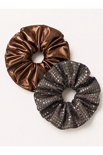Melff Women's Elastic Set of 2 Colorful Fabric Bagel Scrunchie Clips