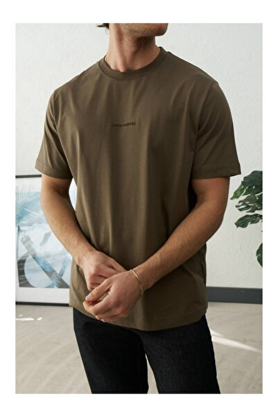 perasttesktil Men's Crew Neck Front Printed T-Shirt