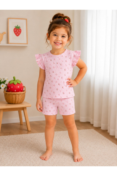 mışıl mışıl kids Set de vară pentru fete, roz, cu imprimeu floral, din bumbac...