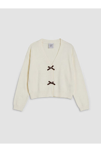LC Waikiki Rmz Gi̇yi̇m Farkiyla V Dikim Girls' Knitwear Cardigan