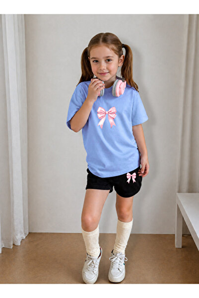 LORVEX Girl's T-Shirt and Shorts Set, Printed Cotton, Summer Casual Fit Combi...