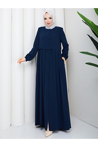 moda asmila ŞIK TASARIM CEPKENLİ FERACE RAHAT KALIP TERLETMEZ KUMAŞ PİLE DETAY