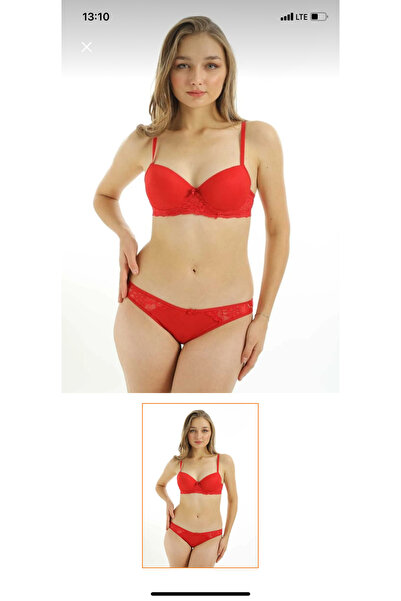MissFerisa Women's padded push-up lace bra and panty set