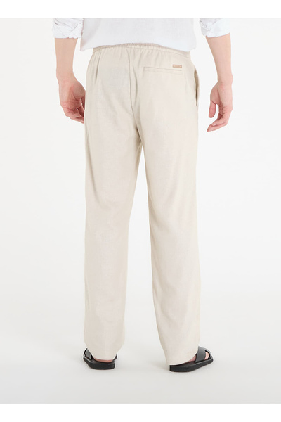 Calvin Klein White Men's Trousers Lv04Lf619G2Jx_Straight Linen Pull O