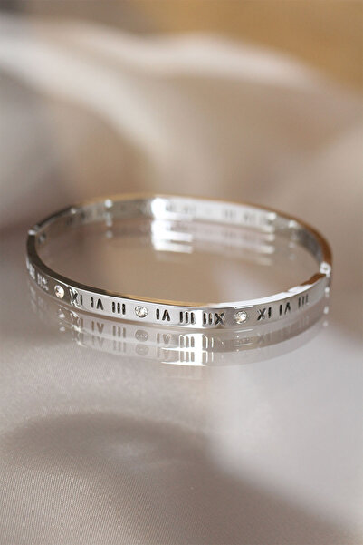 northcity n 316L Steel Roman Numeral Silver Color Bracelet Handcuff 5886 - Ru...