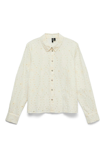 Vero Moda Beyaz Kadın Standart Fit Desenli Gömlek VMHAY LS SHIRT WVN