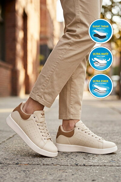 WALKWAY Beige Lace-Up Lightweight Unisex Skin Sports Shoes Costa g