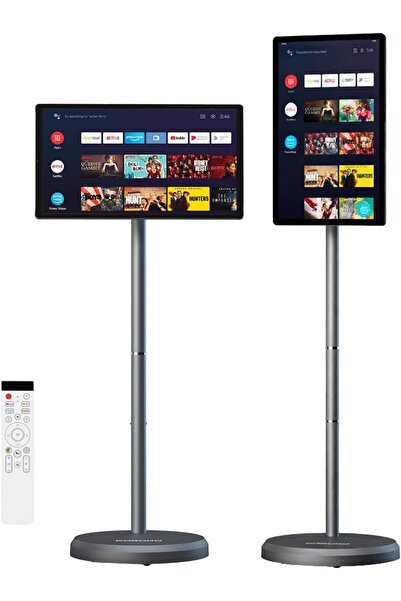 porodo 21.5" Portable Smart Monitor with Camera, Portable TV on Wheel 1080P F...