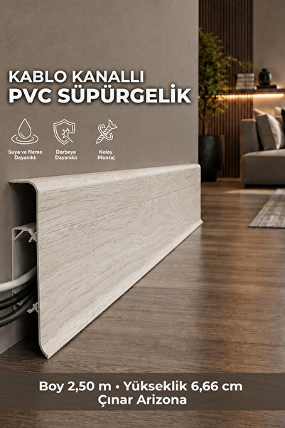 AGK Esquero Açılabilir Kapaklı Kablo Kanallı PVC Süpürgelik 250 cm Suya, Neme...