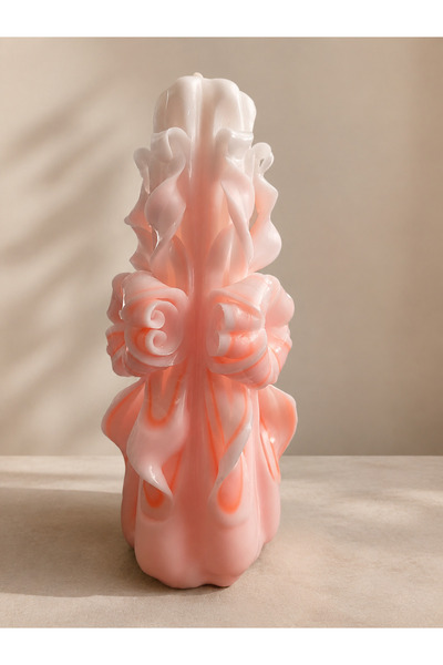 LeviLux Candles White & Pale Orange Carved Candle Premium Decor-Amber Glow