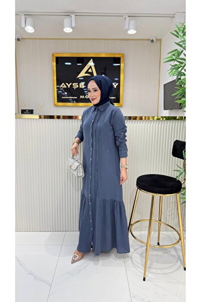 ayşe akay Uzun boy %100 pamuk tesettür elbise