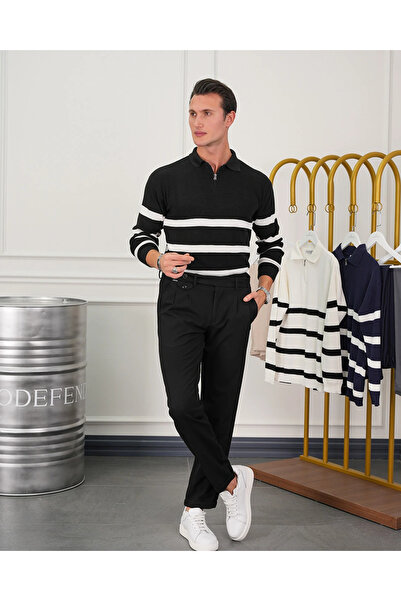 MODEFENDİ High Quality Zipper Detailed Patterned Knitwear