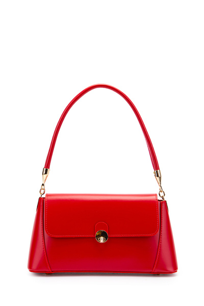 minebag Clamshell Lock Detailed Baguette Women's Shoulder Bag Oslo Red