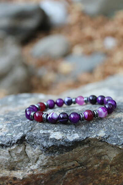 LADIN DOGALTAŞ Hematite Agate Natural Stone Evil Eye Blessing Bracelet