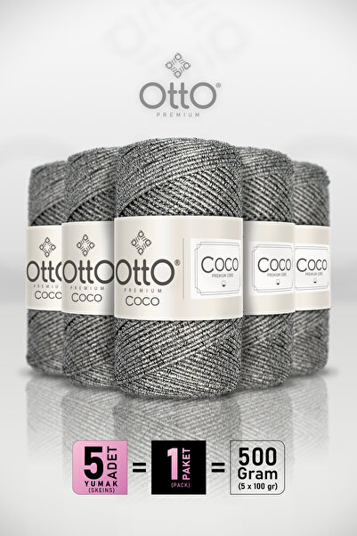 Otto Coco - Silver - 5-Pack - 2Mm/100Gr/125M - Glitter Cotton String for Bags...