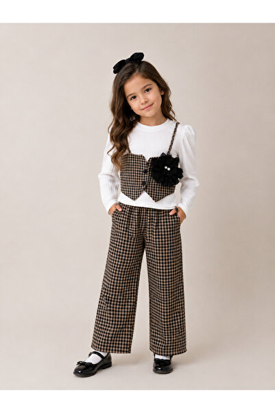 Trendline Girl's Brown 3-Piece Set, Badi Vest, Pants, Seasonal Top and Bottom...
