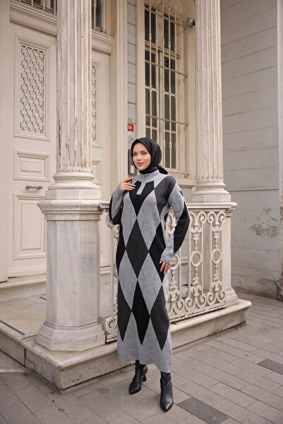 SAHRA BUTİK BAKLAVA DESENLİ TRİKO ELBİSE