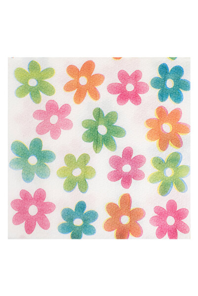 Zumzeria Șervețele albe, simple, cu model margarete, 33x33cm - 40 bucăți