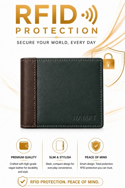 NAMAT Premium Genuine Leather Bi-fold Wallet – Stylish, Compact & Durable - C...