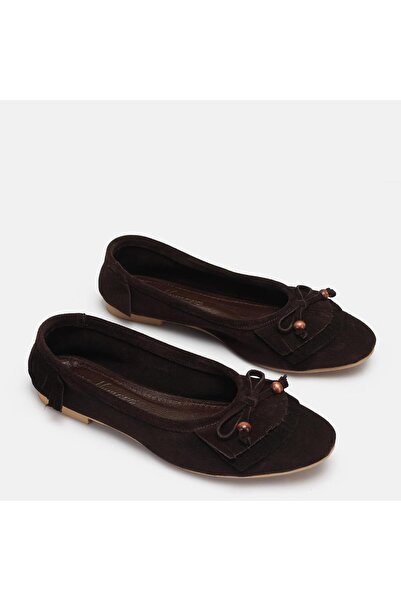 37Numara Large Size Genuine Leather Suede Ballet Flats 41-42-43-44-Brown Suede