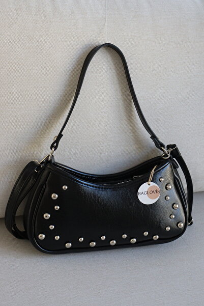 BAGLOVİS Trok Detailed Women's Shoulder Bag Curved Baguette Model Stylish and...