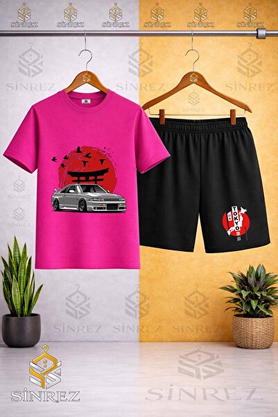 SİNREZ Tricou cu imprimeu CAR TOKYO RED CIRCLE ONUNDE - Set pantaloni scurți