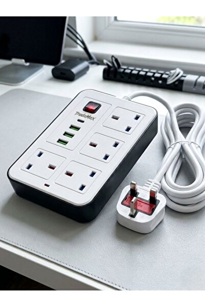 TRADAG Electrical Power Extension Cord with 5 Meters Length, 4 Power Sockets ...