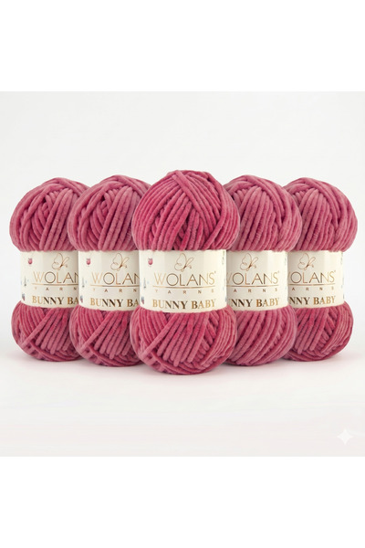 WOLANS Bunny Baby 52 Lipstick Pink Velvet Knitting Yarn Chenille Yarn Shawl, ...