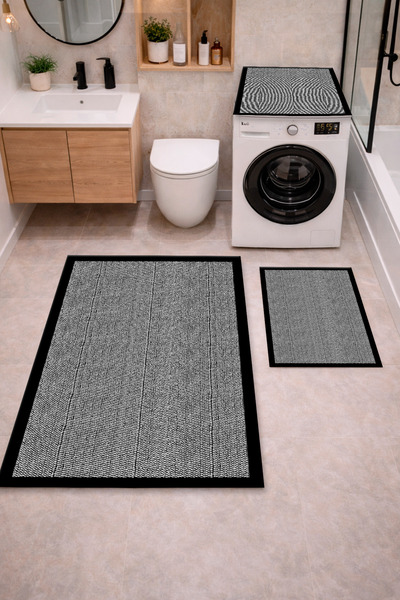 Getcarpet Set de 3 covorașe de baie cu bază anti-alunecare și imprimeu digita...