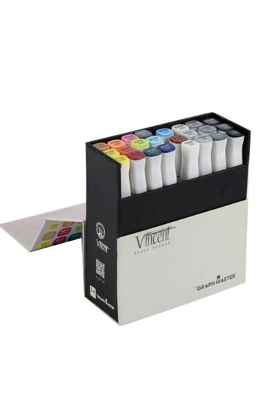 Art & Art Vincent Graph Master Brush Marker Set 24 Colors