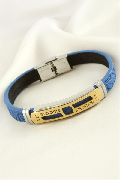 ZERO LAND Nhrhls Labirent Leather Steel Bracelet (183151) - Burgundy
