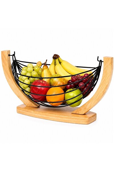 PUFO Bamboo Fruit Basket, Metalic Decorative Stand for Fruits and Vegetables,...