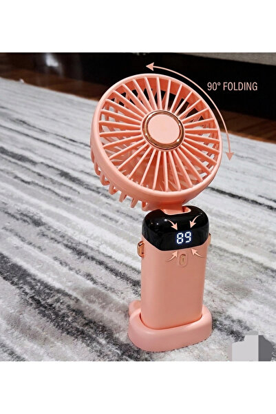 Fan LED Digital 5 kademe 90 Derece Katlanabilir Şarj Göstergeli El Vantilatörü