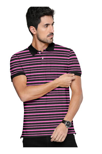 MI6 Cotton Blend- Stripes Polo T Shirt